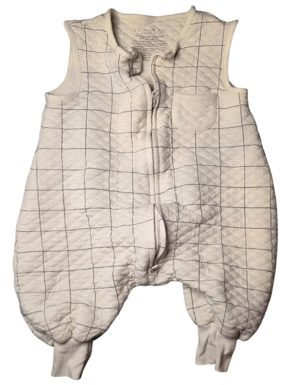 Tealbee DreamSuit Quilted Grid Print Sleep Sack Walker 12M-2T Neutral